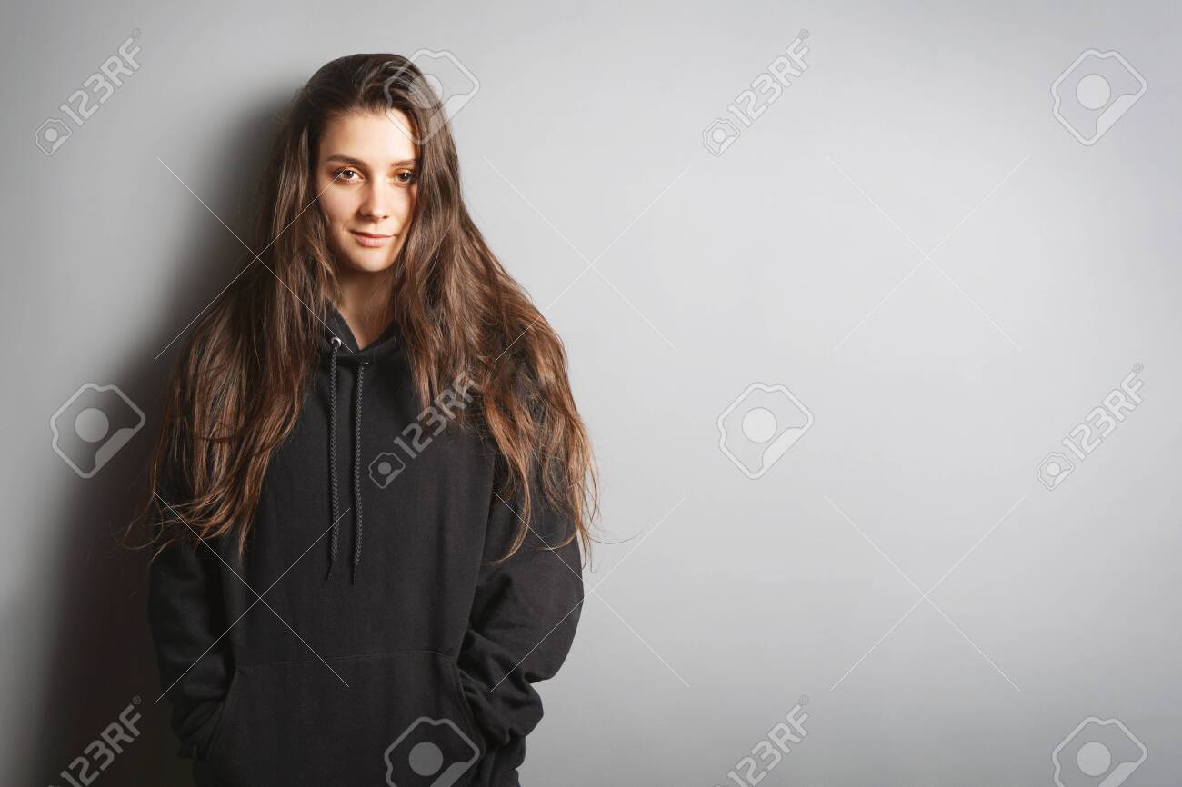 a girl with a hoodie