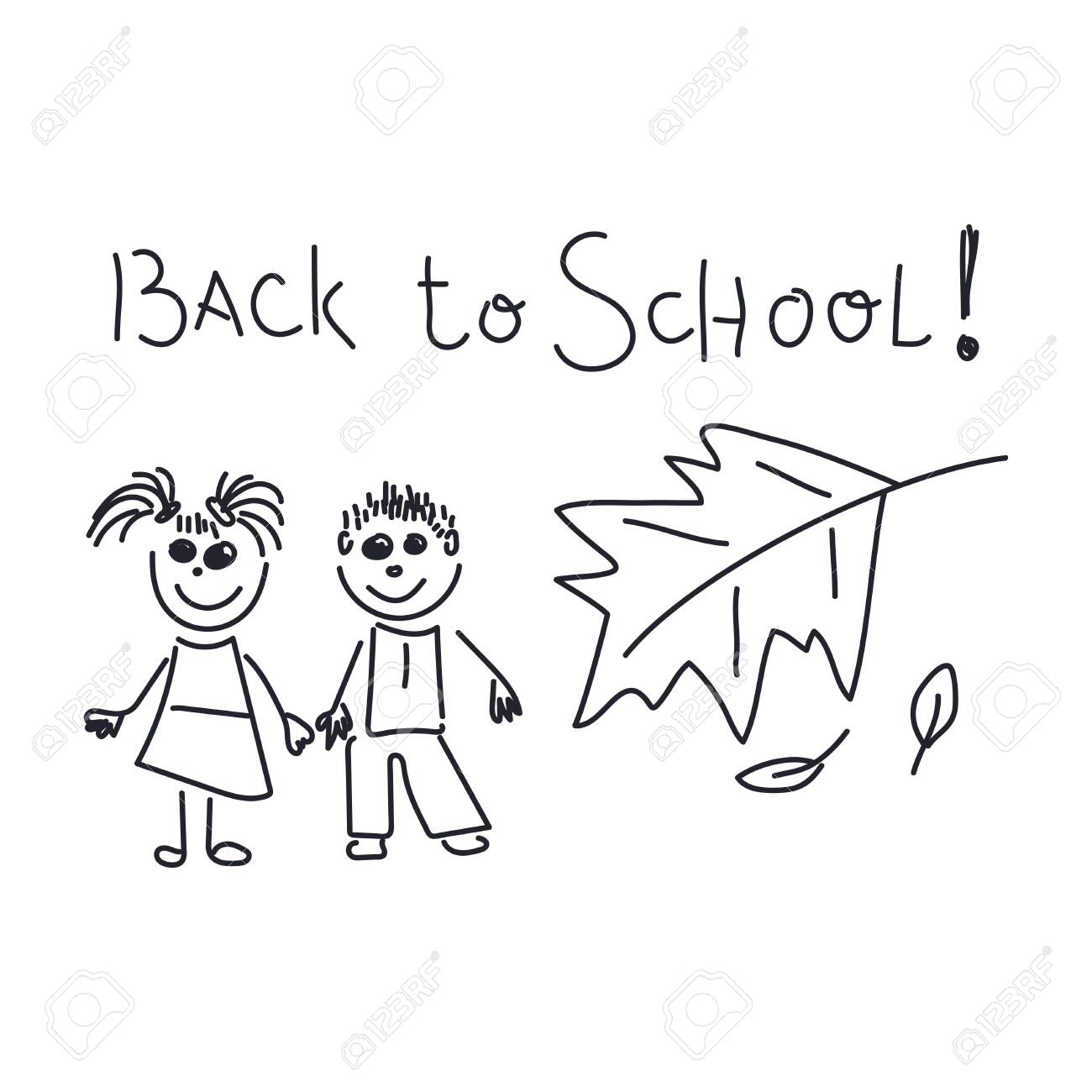 School Activities Drawing And Handwriting Of The Child Back To School Boy And Girl Vector Illustration Royalty Free Cliparts Vectors And Stock Illustration Image