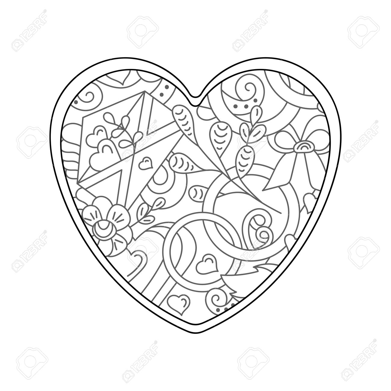 Download Coloring Book The Pattern In The Shape Of A Heart Decorative Royalty Free Cliparts Vectors And Stock Illustration Image 161766911