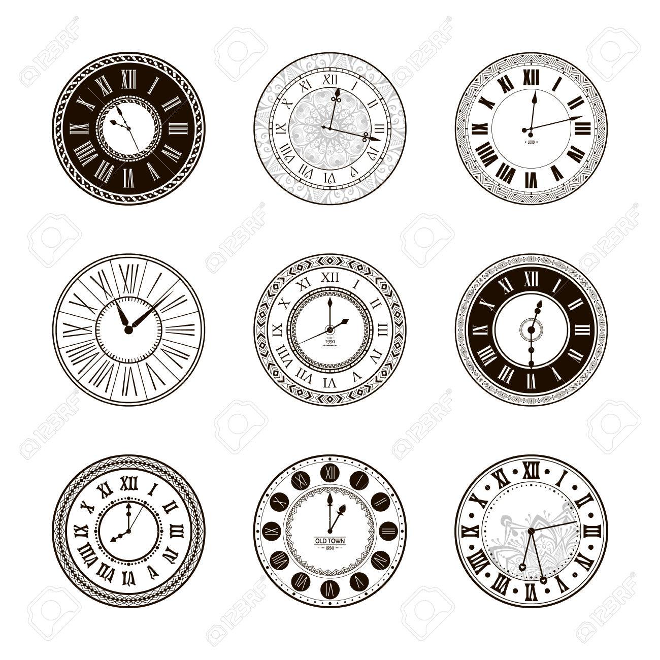Vector reloj de época diales. aislado antiguo reloj clásico. diseño retro temporizador antigua. silueta tradicional. diseño gráfico objeto de Vector reloj de época diales. aislado antiguo reloj clásico. diseño retro temporizador antigua. silueta tradicional. diseño gráfico objeto de