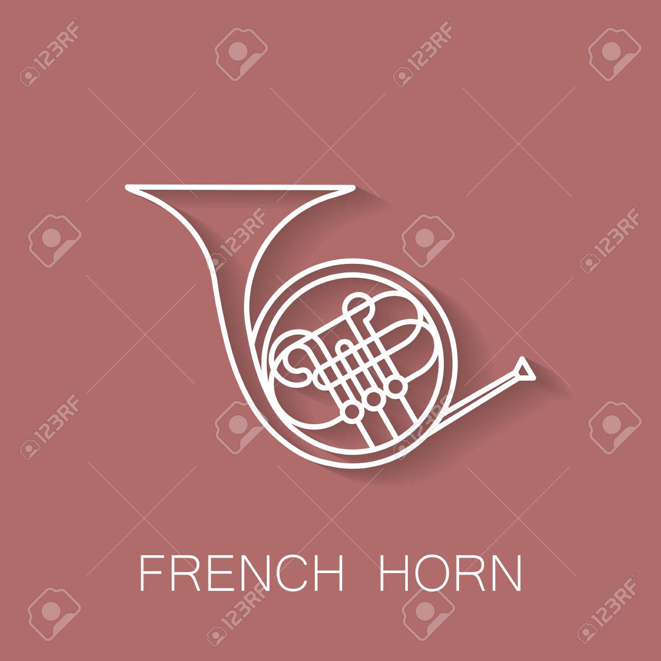 音楽楽器レトロ アイコン フレンチ ホルンの形 クラシック音楽のオブジェクト ベクトルの装飾的なデザイン パターン 雑誌の表紙 マーケティング コンセプト のイラスト素材 ベクタ Image
