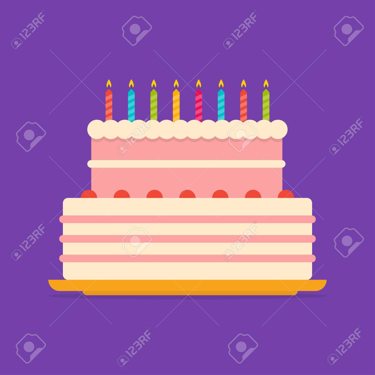 お誕生日ケーキや結婚式イラスト背景から分離されました フラット スタイルでホイップ クリームをアイコン ケーキ シンボル デザートおよび菓子 のイラスト素材 ベクタ Image