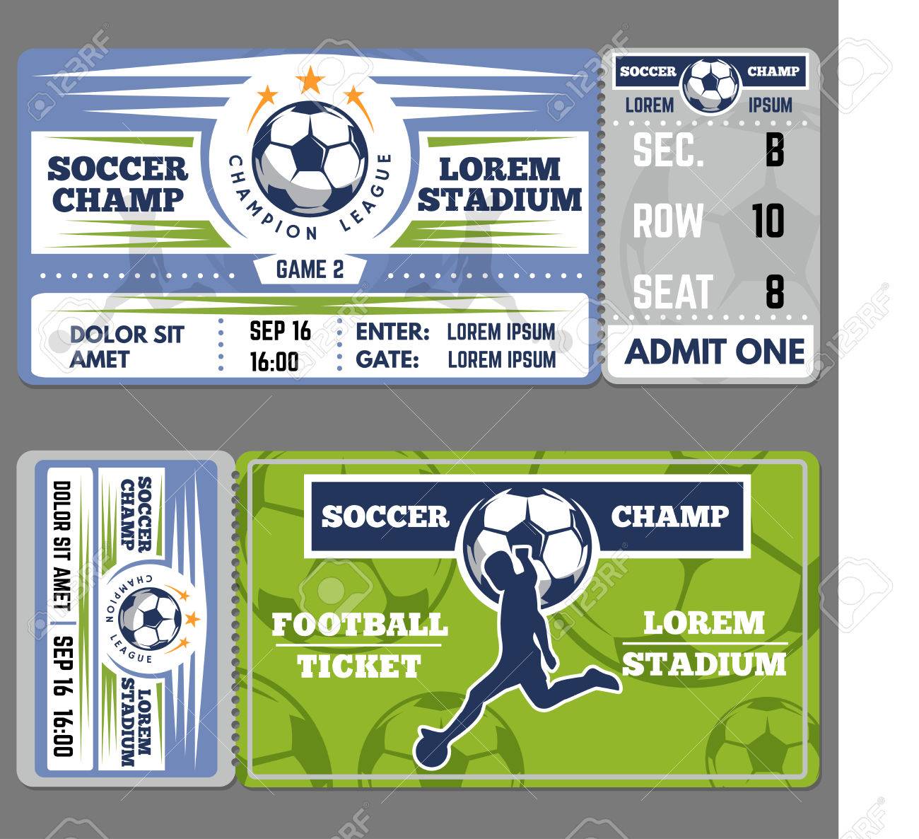 football ticket template design coupon for soccer sporting event