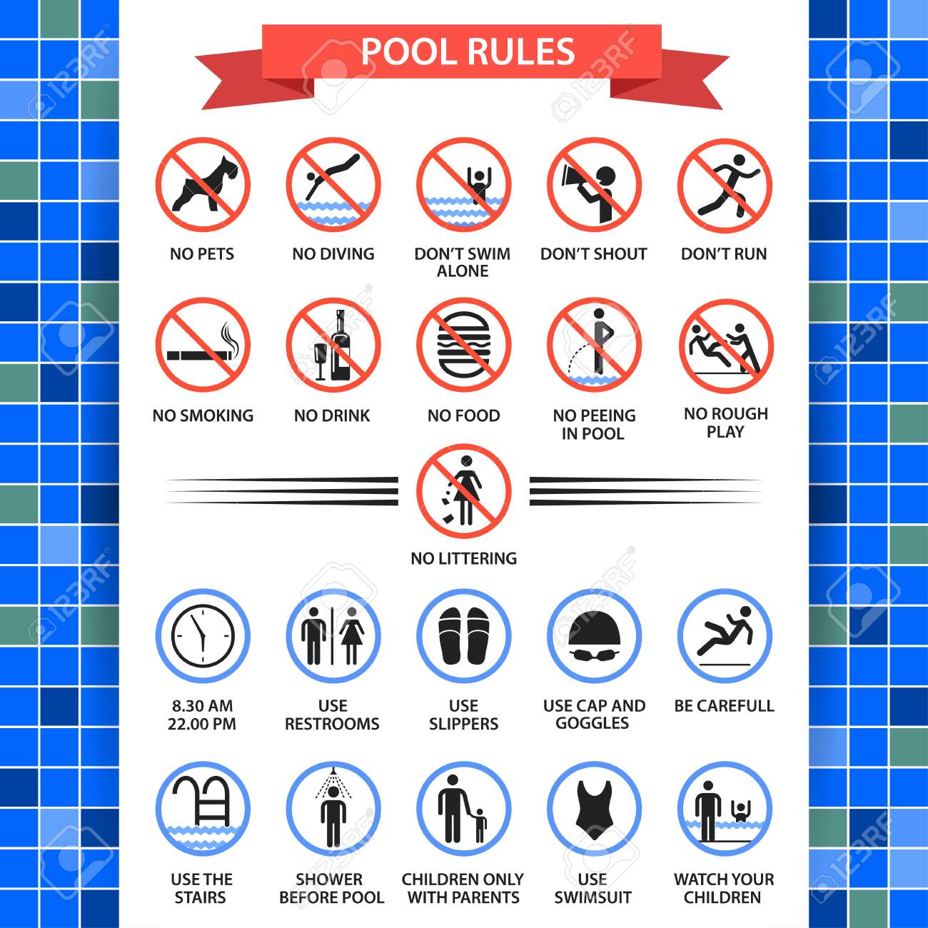 Pool Regeln Poster Anleitung Verhaltensregeln Und Anweisungen Fur Sicherheitsinspektoren Fur Schwimmbader Vector Die Flache Artkarikaturillustration Die Auf Weissem Hintergrund Lokalisiert Wird Lizenzfrei Nutzbare Vektorgrafiken Clip Arts