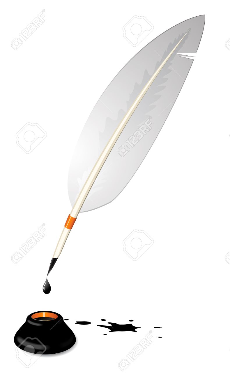 Inkwell Old Pen And Ink Drawings Paper Scroll Inkwell Nib Vintage