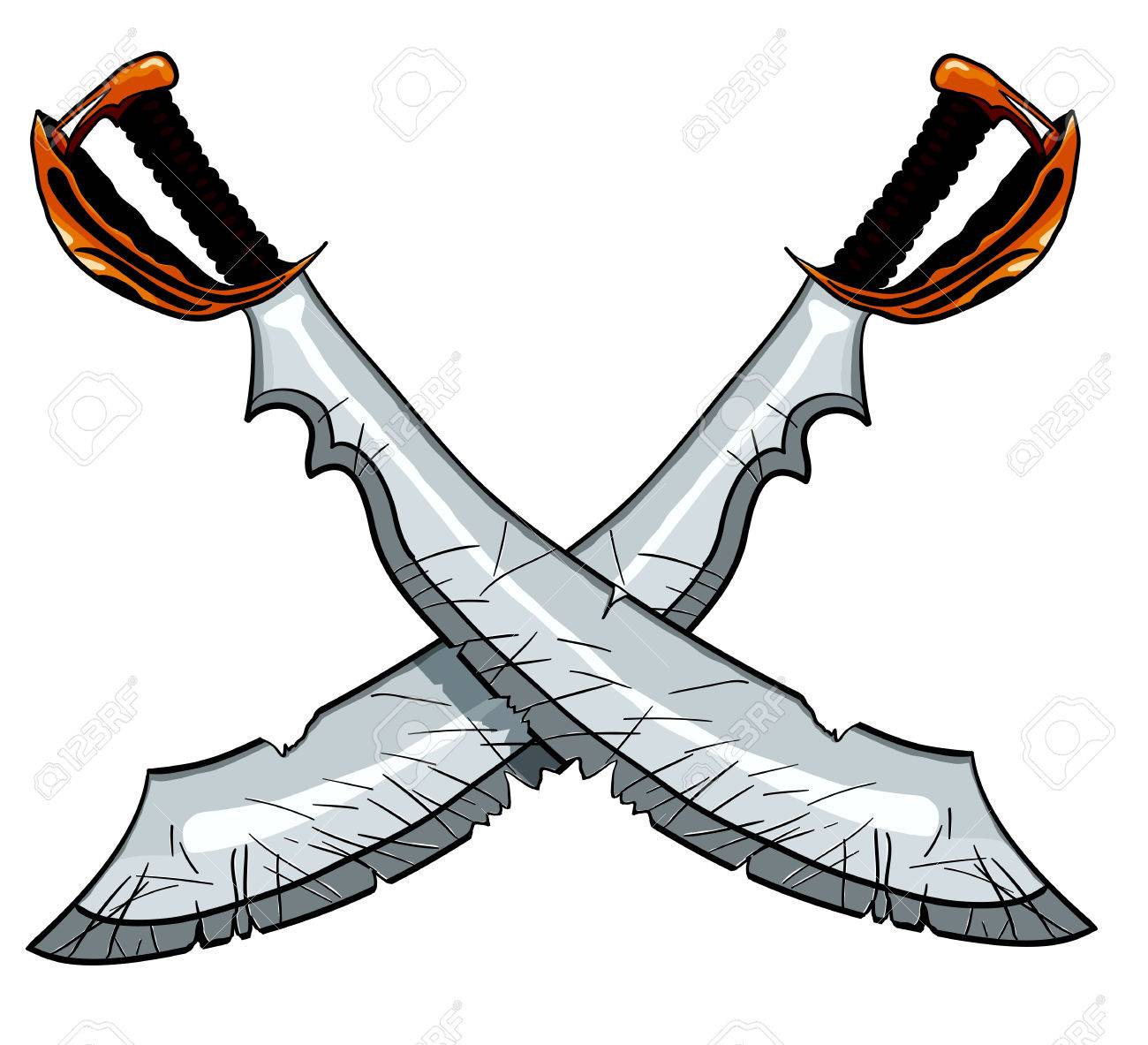crossed cutlass pirate sword vector illustration for tattoo or