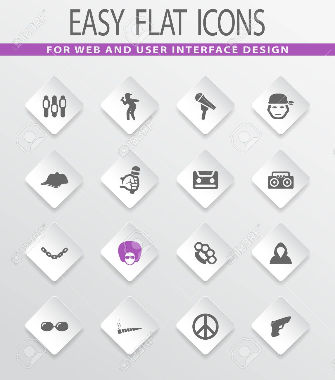 ユーザー インターフェイス設計のヒップ ホップ音楽簡単なフラットの Web アイコンをラップします のイラスト素材 ベクタ Image