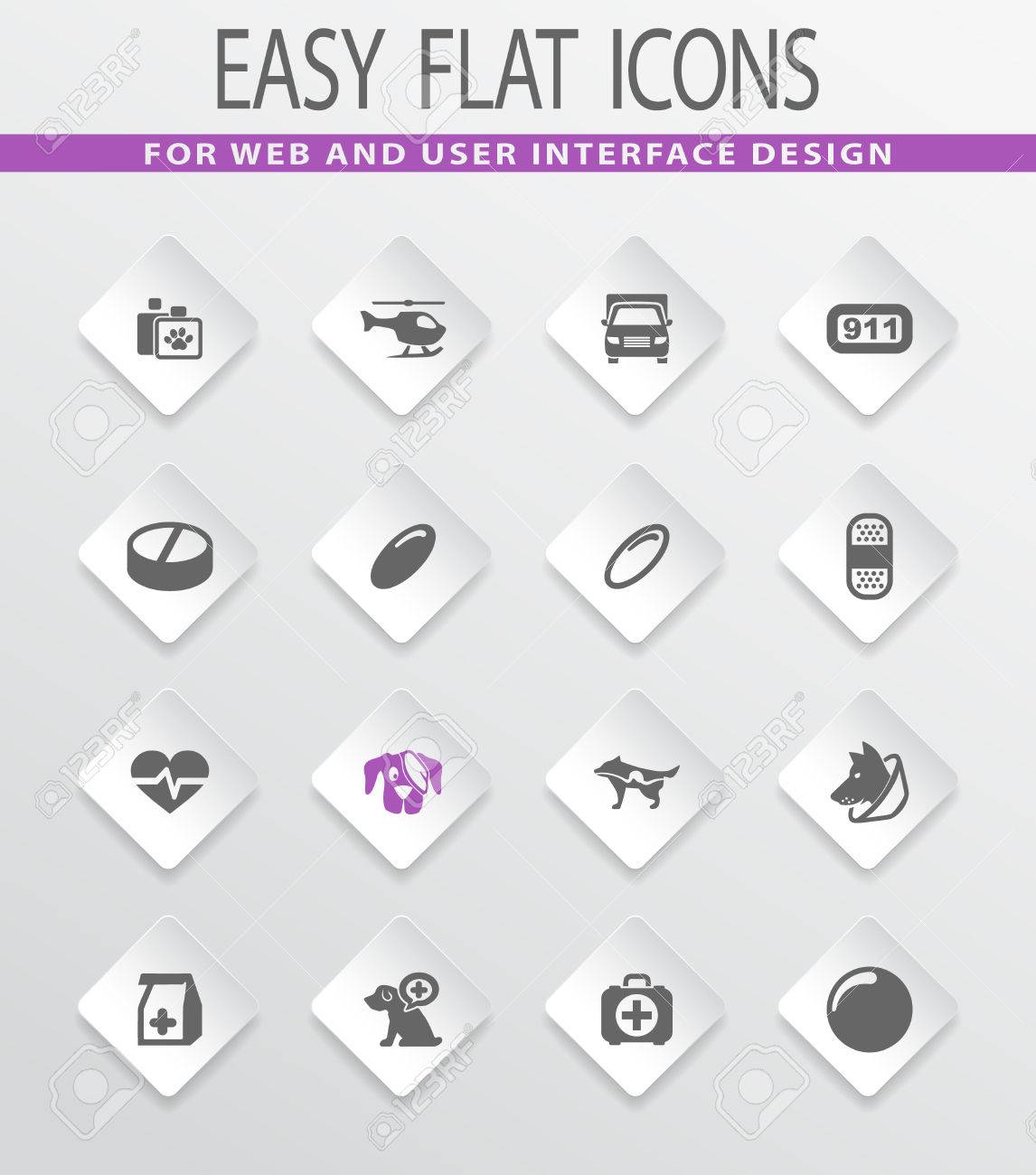 ユーザー インターフェイス設計の獣医診療所簡単なフラットの Web アイコン のイラスト素材 ベクタ Image