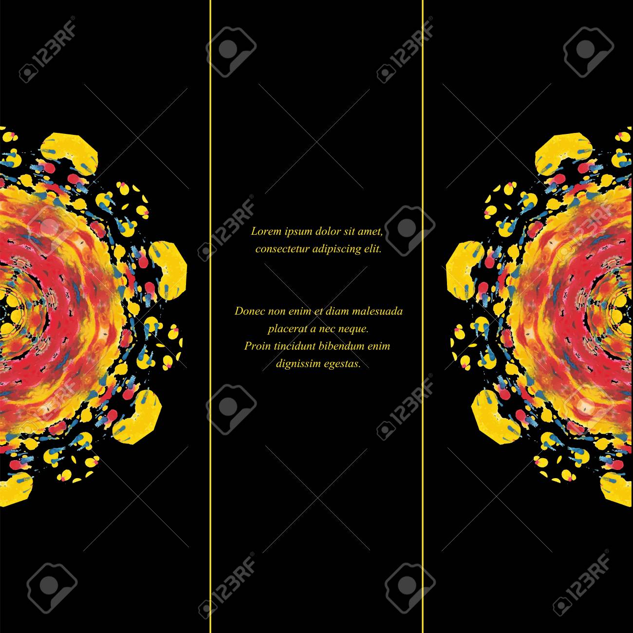 template of card or flyer with half colorful round ornament