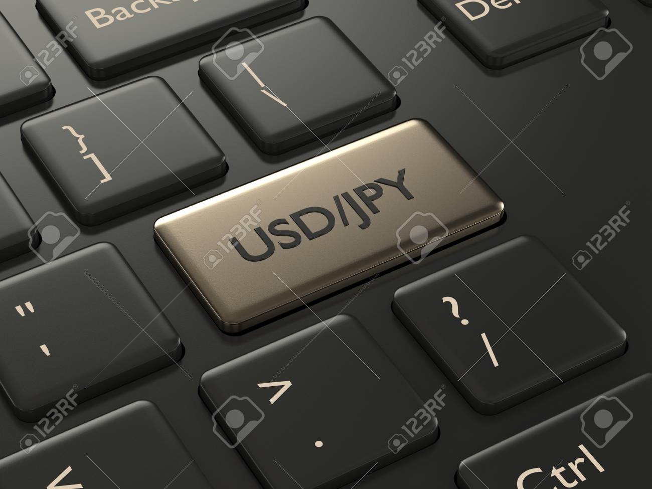 3d Render Of Computer Keyboard With Yen And Dollar Button Forex - 