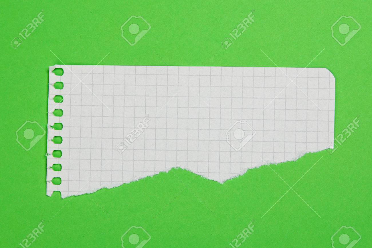 Torn piece of checkered paper on green background - 41840036 Torn piece of checkered paper on green background - 41840036