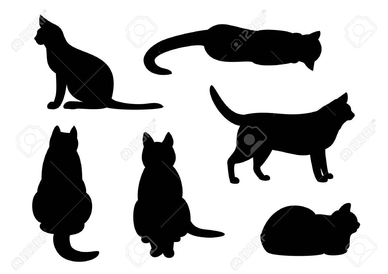 猫シルエット セット のイラスト素材 ベクタ Image