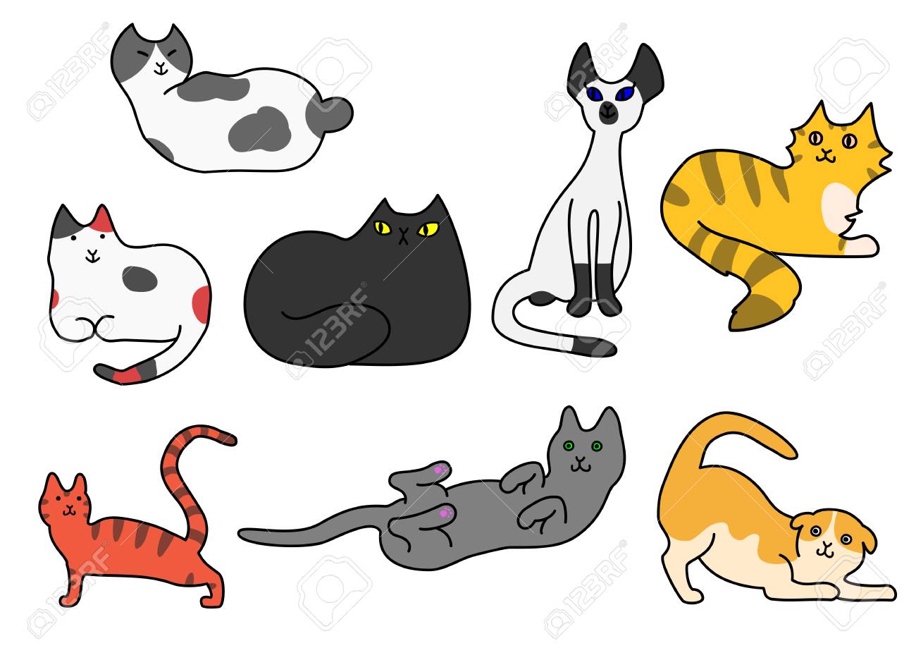 猫のポーズの様々 な のイラスト素材 ベクタ Image