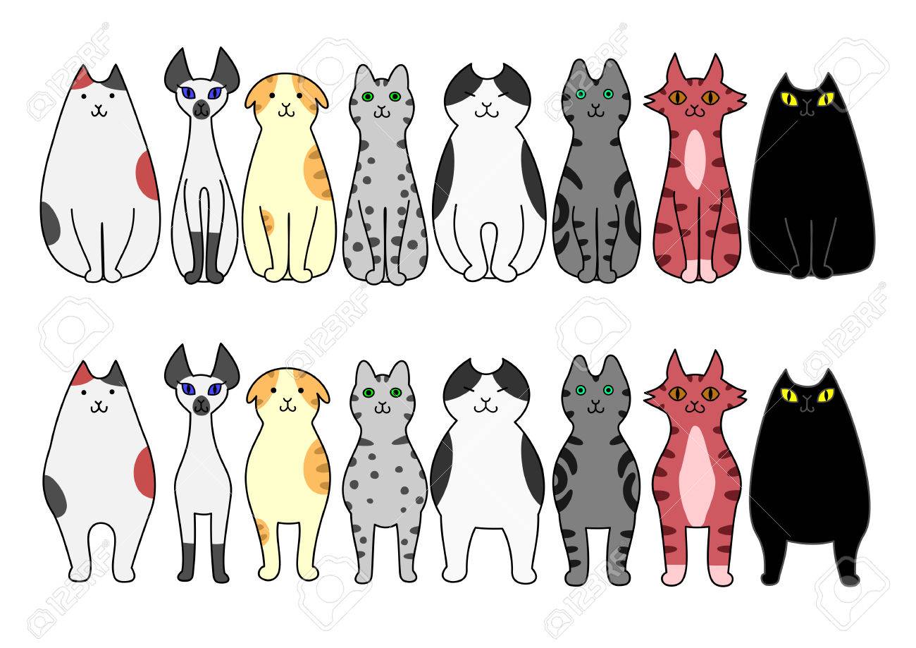 立って 座っているネコ のイラスト素材 ベクタ Image