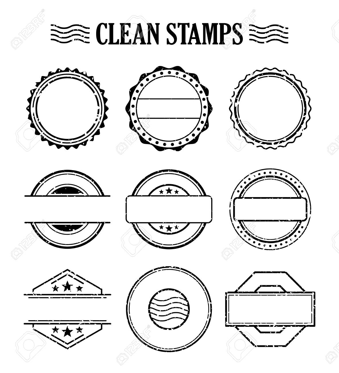 Blank Stamp Set Ink Rubber Seal Texture Effect Postage And Mail Delivery Empty Template Vector Design Element Royalty Free Cliparts Vectors And Stock Illustration Image 73757468