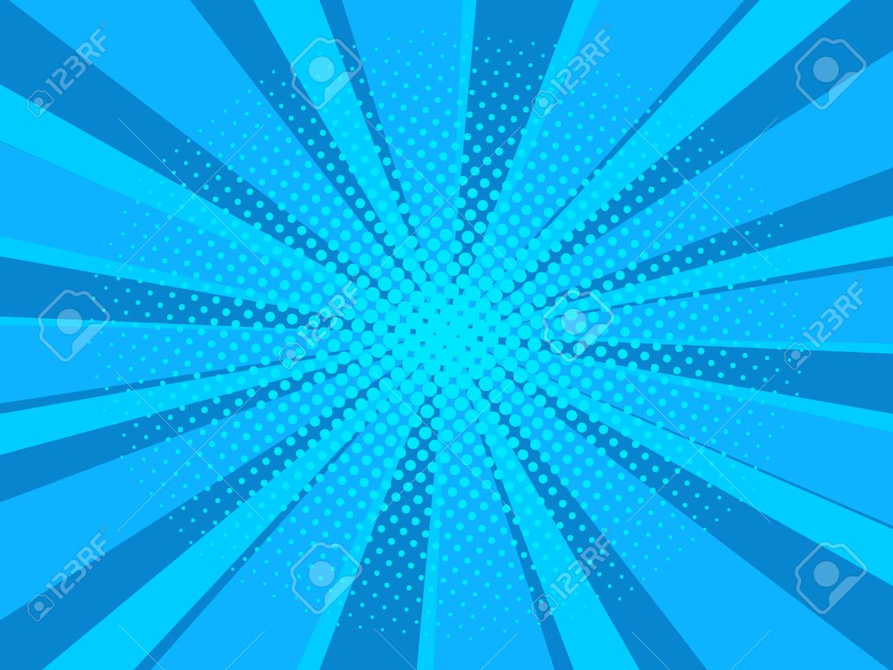 Comic Book Cartoon Background With Halftone Texture Blue And