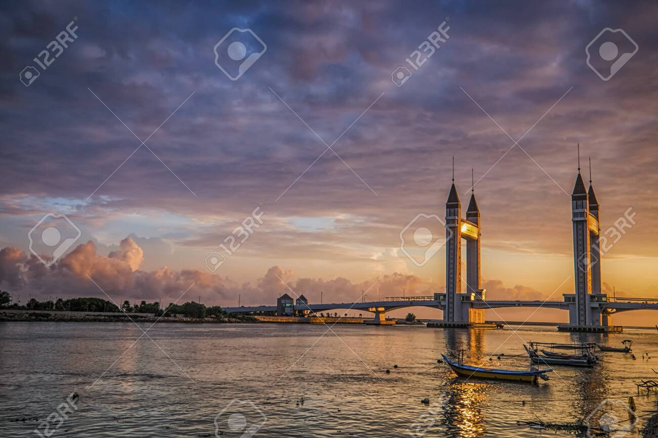 Beautiful Terengganu Draw Bridge During Sunrise The Newly Minted Bridge Provides Road Connection Between The Mainland Kuala Terengganu And Seberang Takir Image Contains Excessive Noise Stock Photo Picture And Royalty Free Image