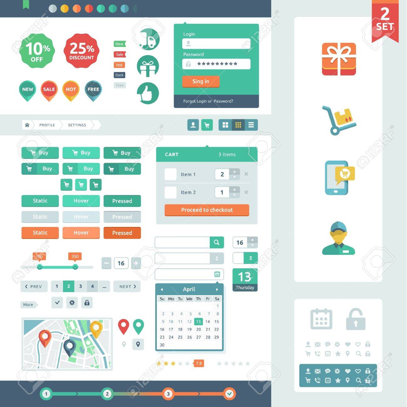 Web およびモバイルのフラットなデザインのベクトル Ui 要素トレンド ラベル ボタン アイコン合われたピクセル グリッドに のイラスト素材 ベクタ Image 4642