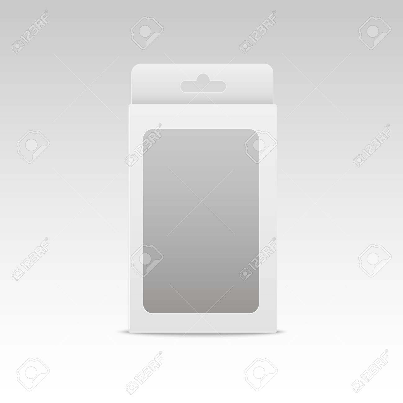 窓付きのホワイトモックアップ製品パッケージボックス 製品パッキング ベクトル のイラスト素材 ベクタ Image