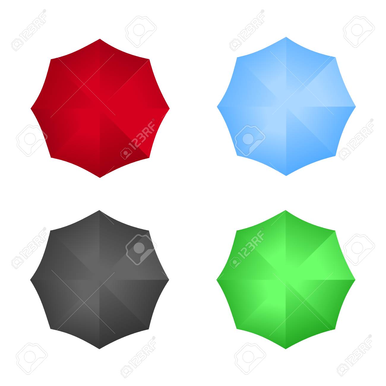 傘の平面図です 赤 青 黒 緑の色 ベクトルのイラスト素材 ベクタ Image