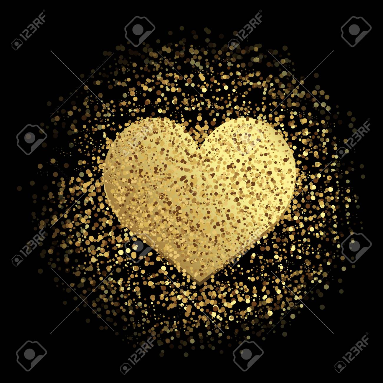 wallpapers Glitter Black And Gold Heart Wallpaper gold heart with sparkles on black background