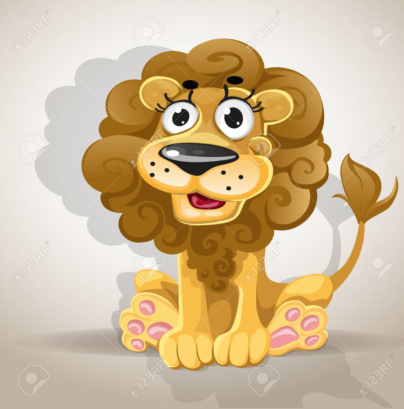 かわいい漫画のキャラクターのライオンのイラスト素材 ベクタ Image