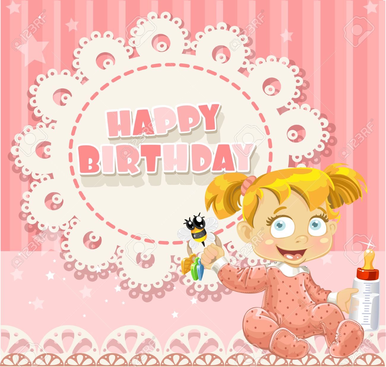 Joyeux Anniversaire Ma Petite Princesse Bebe Fille Clip Art Libres De Droits Vecteurs Et Illustration Image 2223
