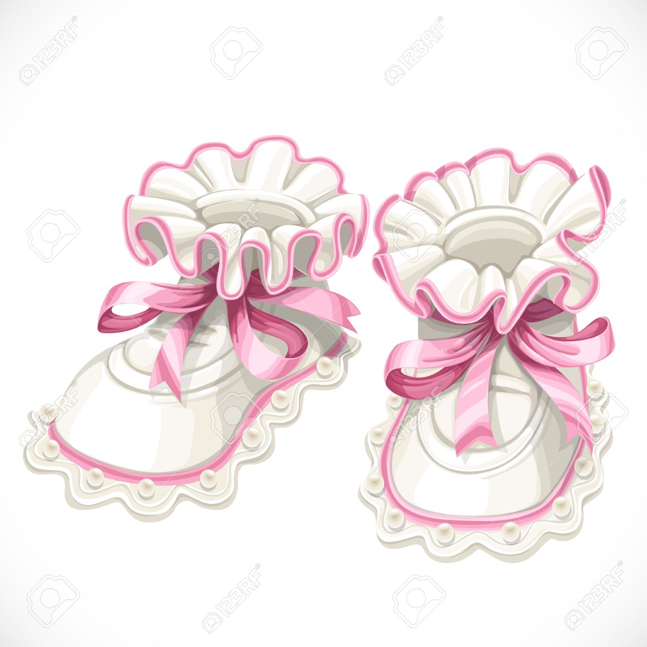 Baby Roze Booties Geisoleerd Op Witte Achtergrond Royalty Vrije Cliparts Vectoren En Stock Illustratie Image