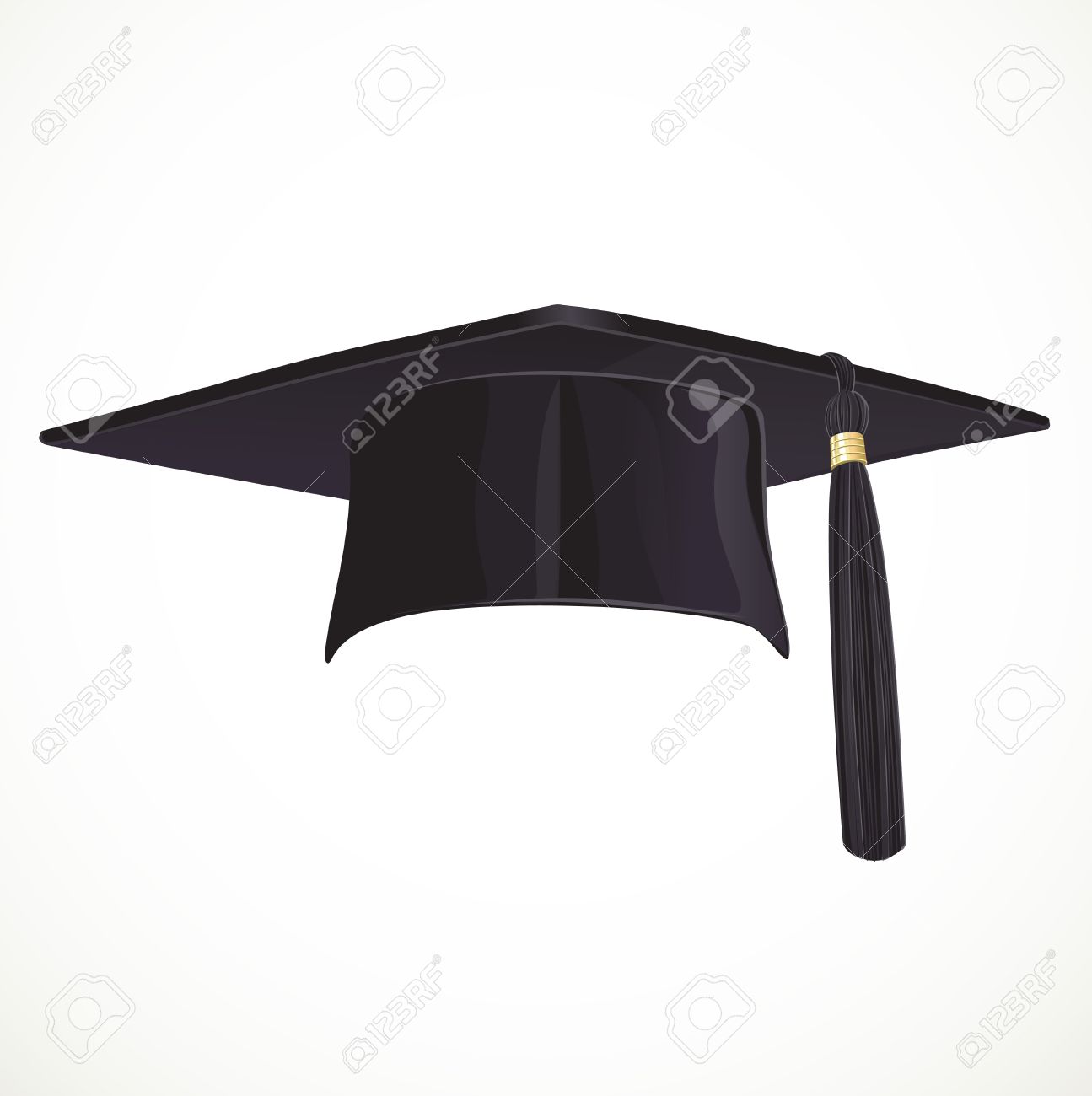 black academic hat with a tassel isolated on white background
