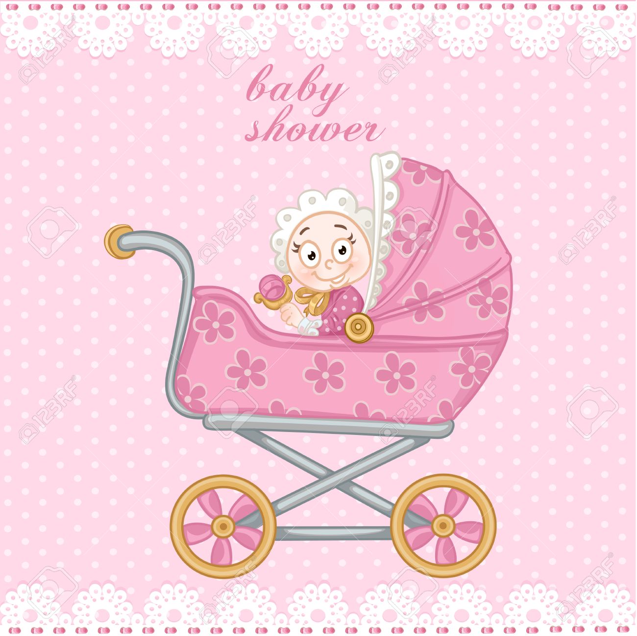 Cochecito para bebé. baby shower Ilustración del cochecito Cochecito para bebé. baby shower Ilustración del cochecito