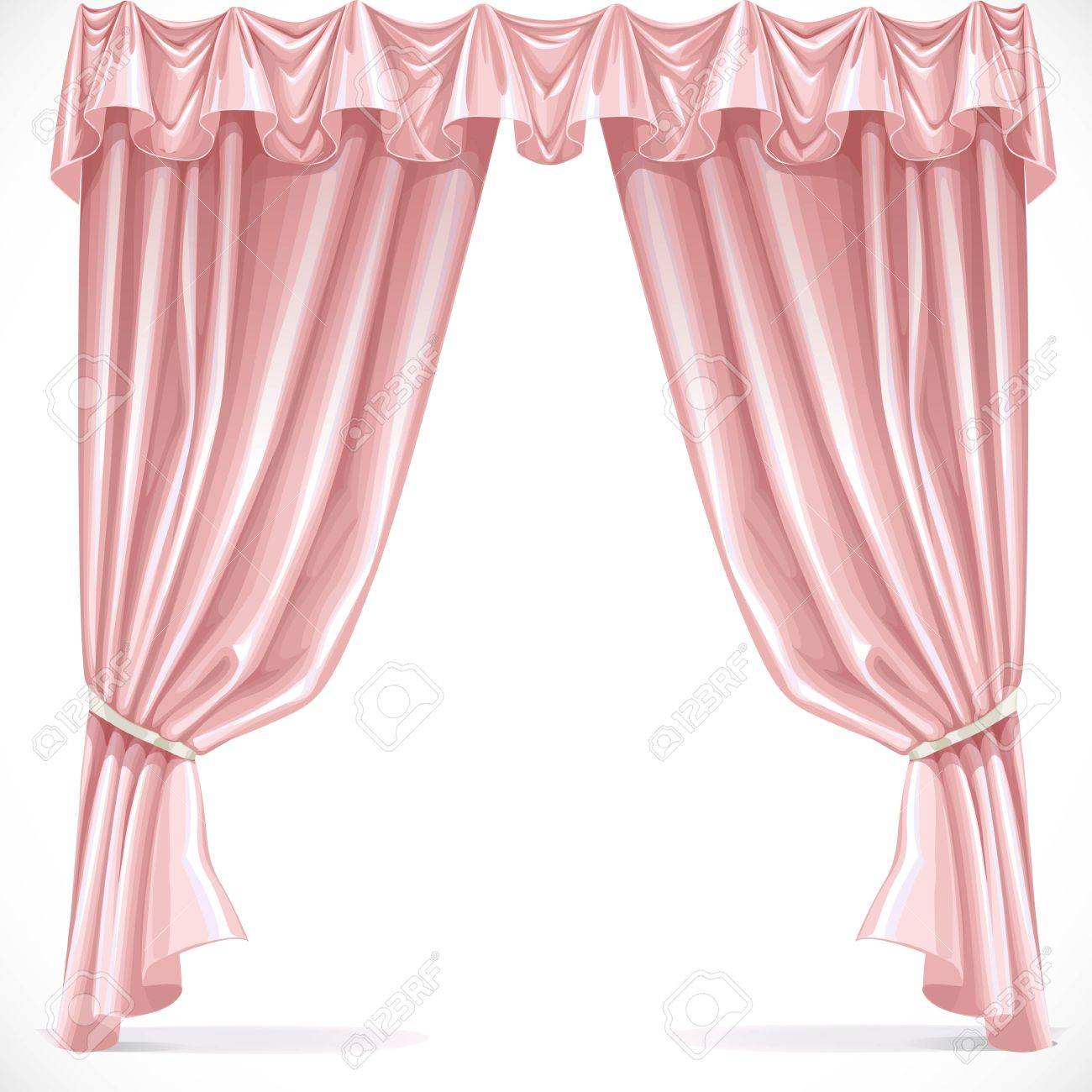 Roze Gordijn Gedrapeerd Met Pelmet Geïsoleerd Op Een Witte ... Roze Gordijn Gedrapeerd Met Pelmet Geïsoleerd Op Een Witte ...