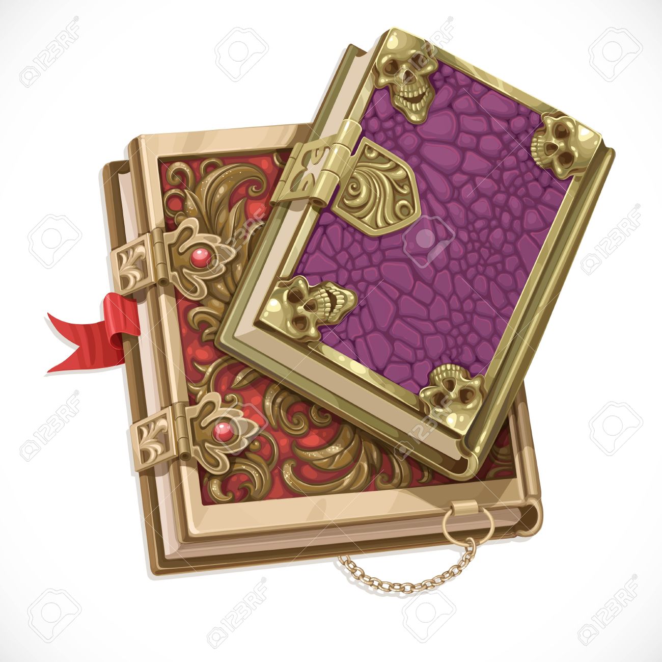 魔術の留め金の上にアンティークの本の分離の白い背景を表示します のイラスト素材 ベクタ Image 魔術の留め金の上にアンティークの本の分離の白い背景を表示します のイラスト素材 ベクタ Image