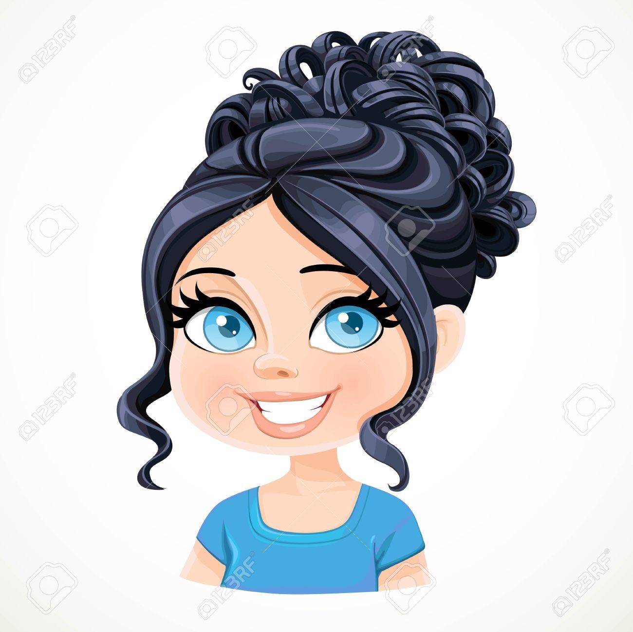 Schone Gleichaltrige Madchen Mit Schwarzen Haaren In Einem Hohen Abendfrisur Portrat Angeordnet Isoliert Auf Weissem Hintergrund Lizenzfrei Nutzbare Vektorgrafiken Clip Arts Illustrationen Image 69915047