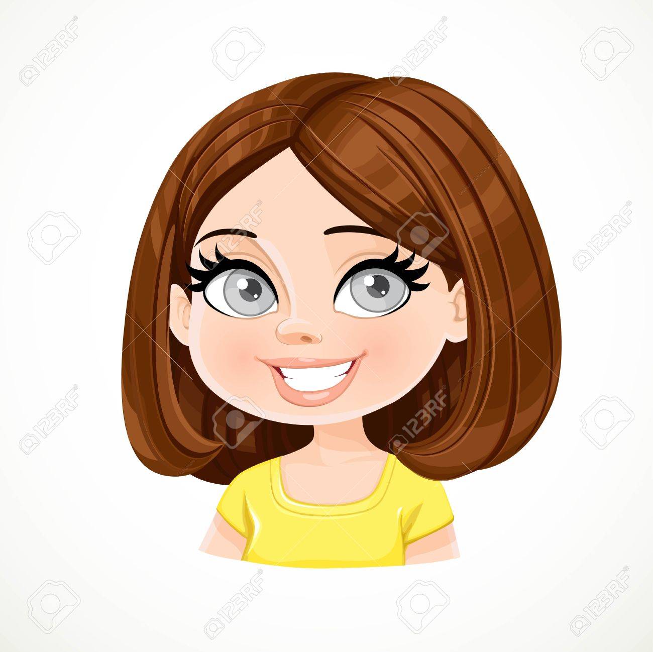 Beautiful Brunette Dark Chocolate Color Hair Girl With Short