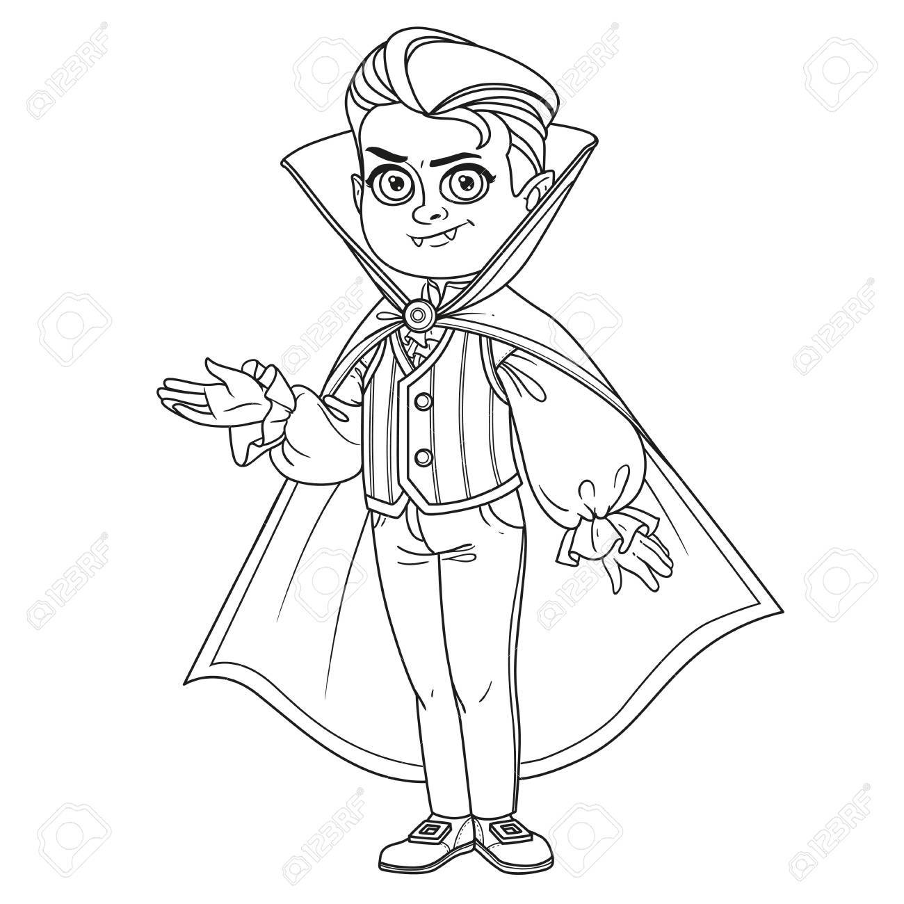 着色のページで説明した吸血鬼の衣装でかわいい男の子のイラスト素材 ベクタ Image