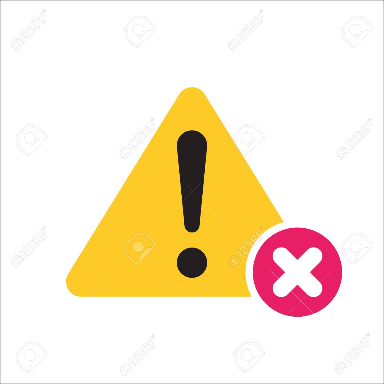 Warning Triangle Icon, Error, Alert, Problem, Failure Icon With Cancel  Sign. Warning Triangle Icon And Close, Delete, Remove Symbol. Vector  Royalty Free SVG, Cliparts, Vectors, and Stock Illustration. Image  108829021., image size:1300x1300