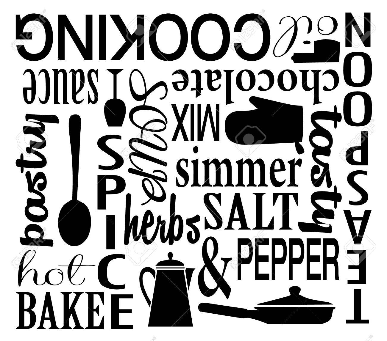 cooking the the kitchen vector word art collage royalty free
