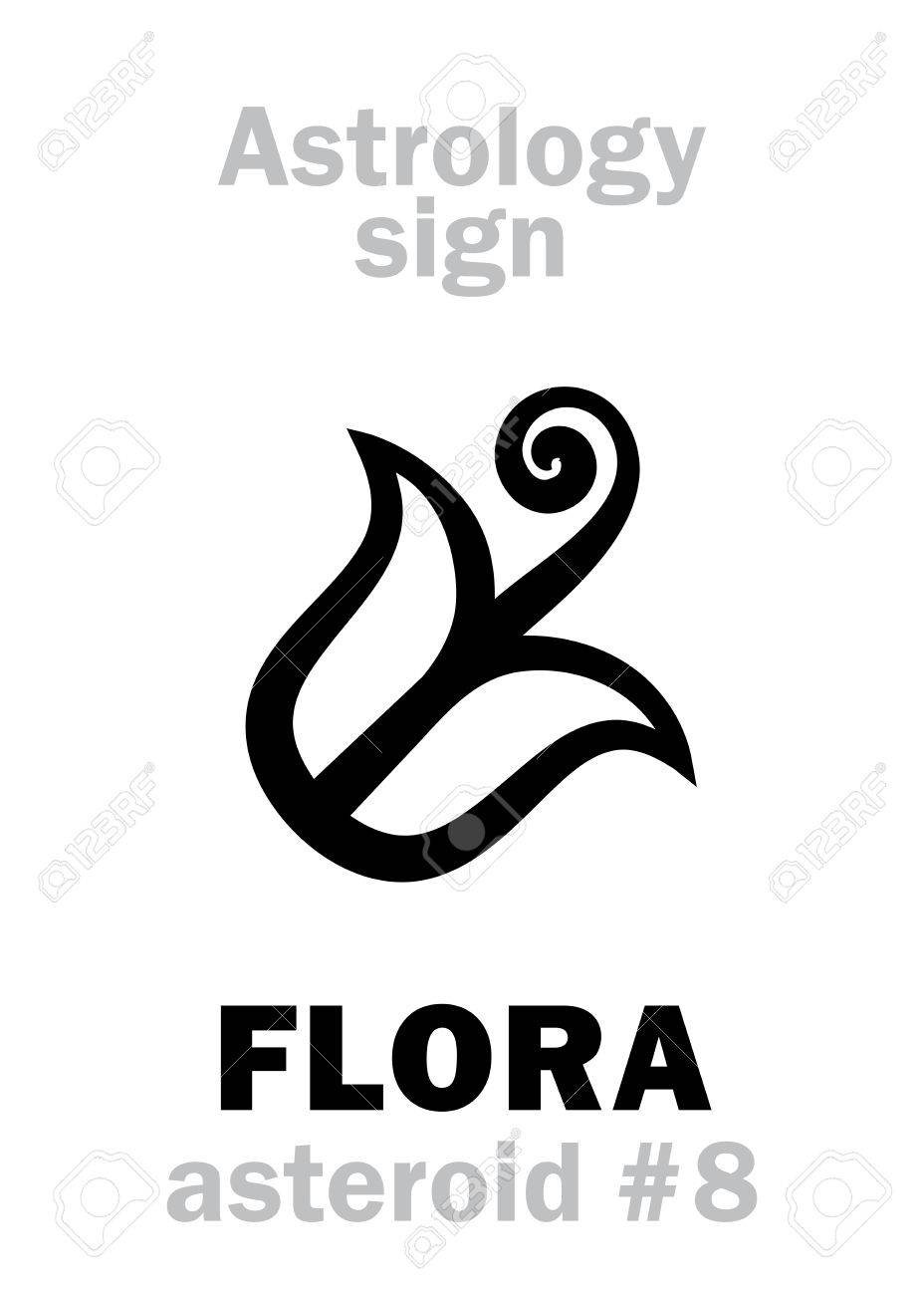 占星術のアルファベット フローラ 小惑星 8 象形文字の文字記号 単一シンボル のイラスト素材 ベクタ Image
