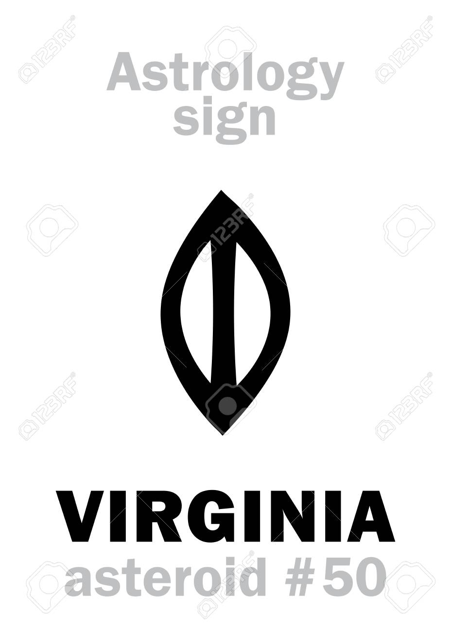 占星術のアルファベット バージニア州小惑星 50 象形文字の文字記号 単一シンボル のイラスト素材 ベクタ Image