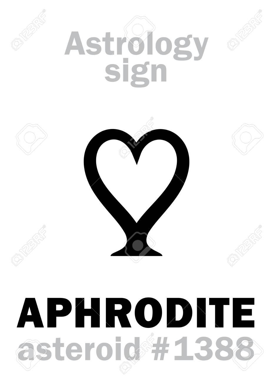 Astrology Alphabet: APHRODITE, asteroid #1388. Hieroglyphics character sign (single symbol)