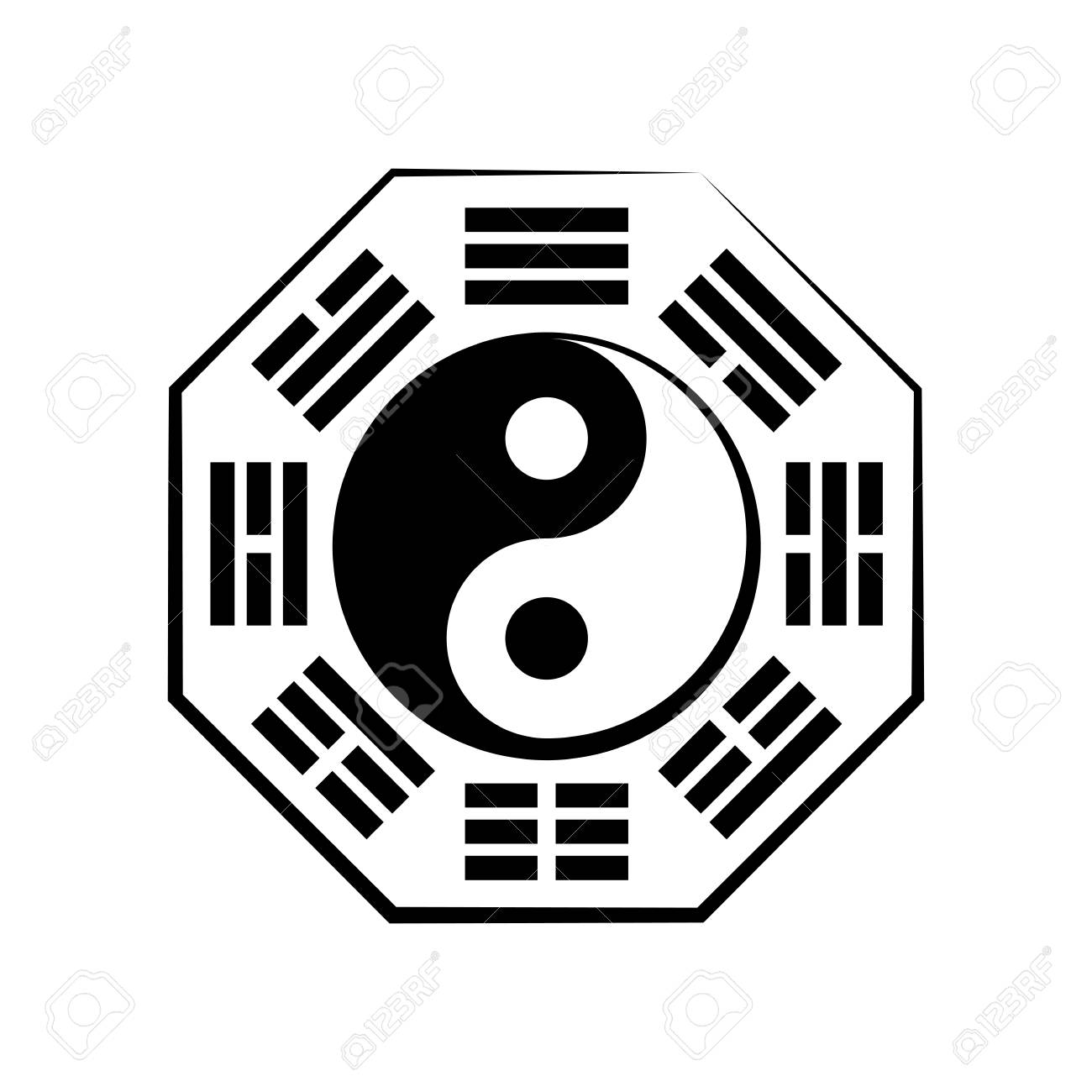 Download Yin Yang And Ba Gua 8 Trigrams The Chinese Cosmic Symbol Royalty Free Cliparts Vectors And Stock Illustration Image 91121341