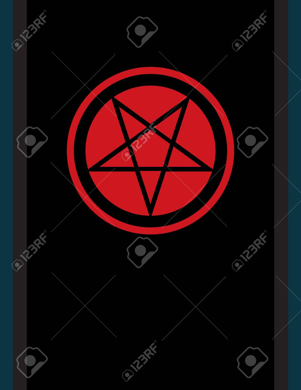 ダークアートの五角形。タイトルペンタグラムは、魔術とネクロマンシーの古代のエンブレム、黒魔術の儀式の兆候、ウィッカ人、イルミナティとフリーメーソンの神秘的なオカルトシンボルを反転しました。のイラスト素材・ベクター  Image 119758993