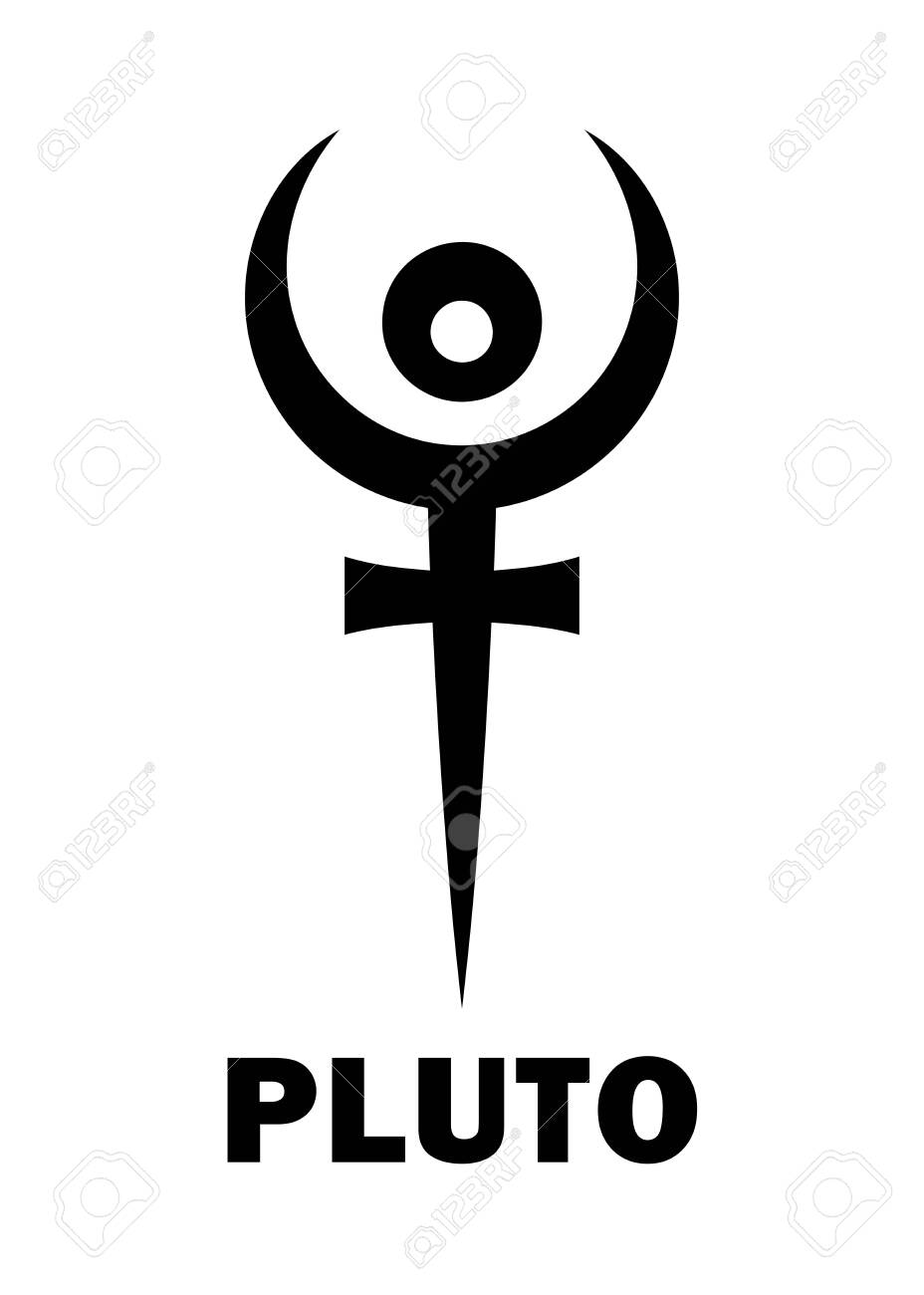 Astrology Alphabet: PLUTO (Hades), dwarf planet / planetoid. Astrological character, mystic hieroglyphic sign, modern modified symbol (meaning cap of invisibility and bident, or the staff of Hades). - 151866475 Astrology Alphabet: PLUTO (Hades), dwarf planet / planetoid. Astrological character, mystic hieroglyphic sign, modern modified symbol (meaning cap of invisibility and bident, or the staff of Hades). - 151866475