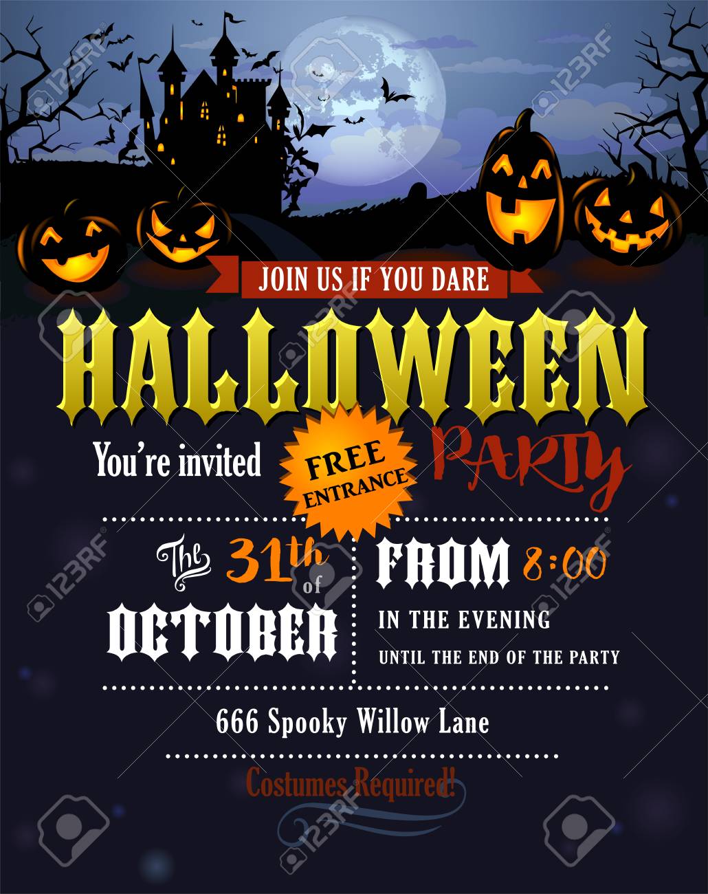ハロウィンパーティー招待状 のイラスト素材 ベクタ Image