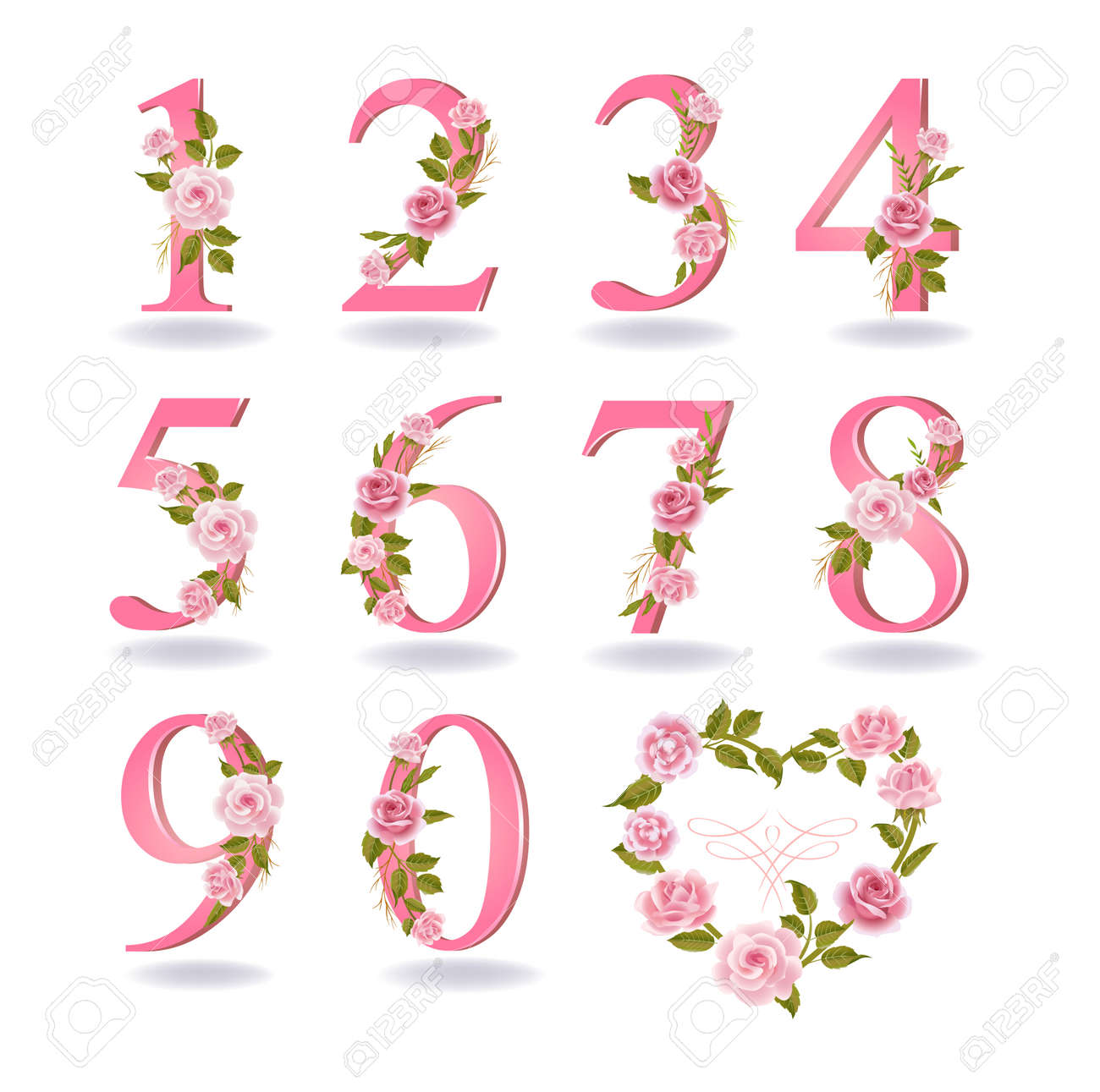 Collection Of Floral Decorated Numbers Royalty Free SVG, Cliparts, Vectors,  and Stock Illustration. Image 171222746., image size:1300x1291