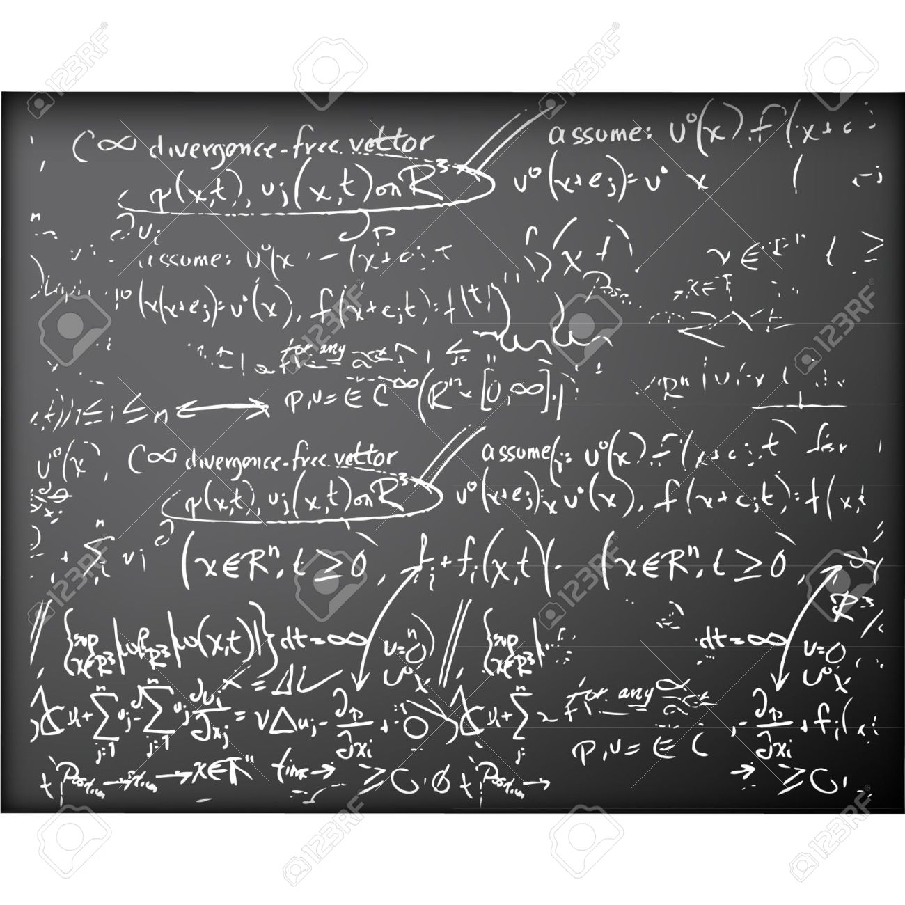 Complex Mathematical Calculations Blackboard Stock Photo by