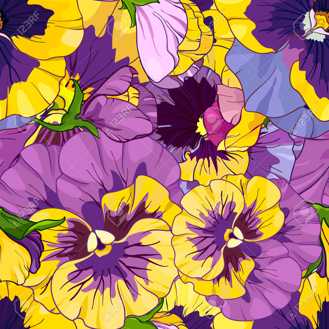 抽象画 パンジー オレンジ 青