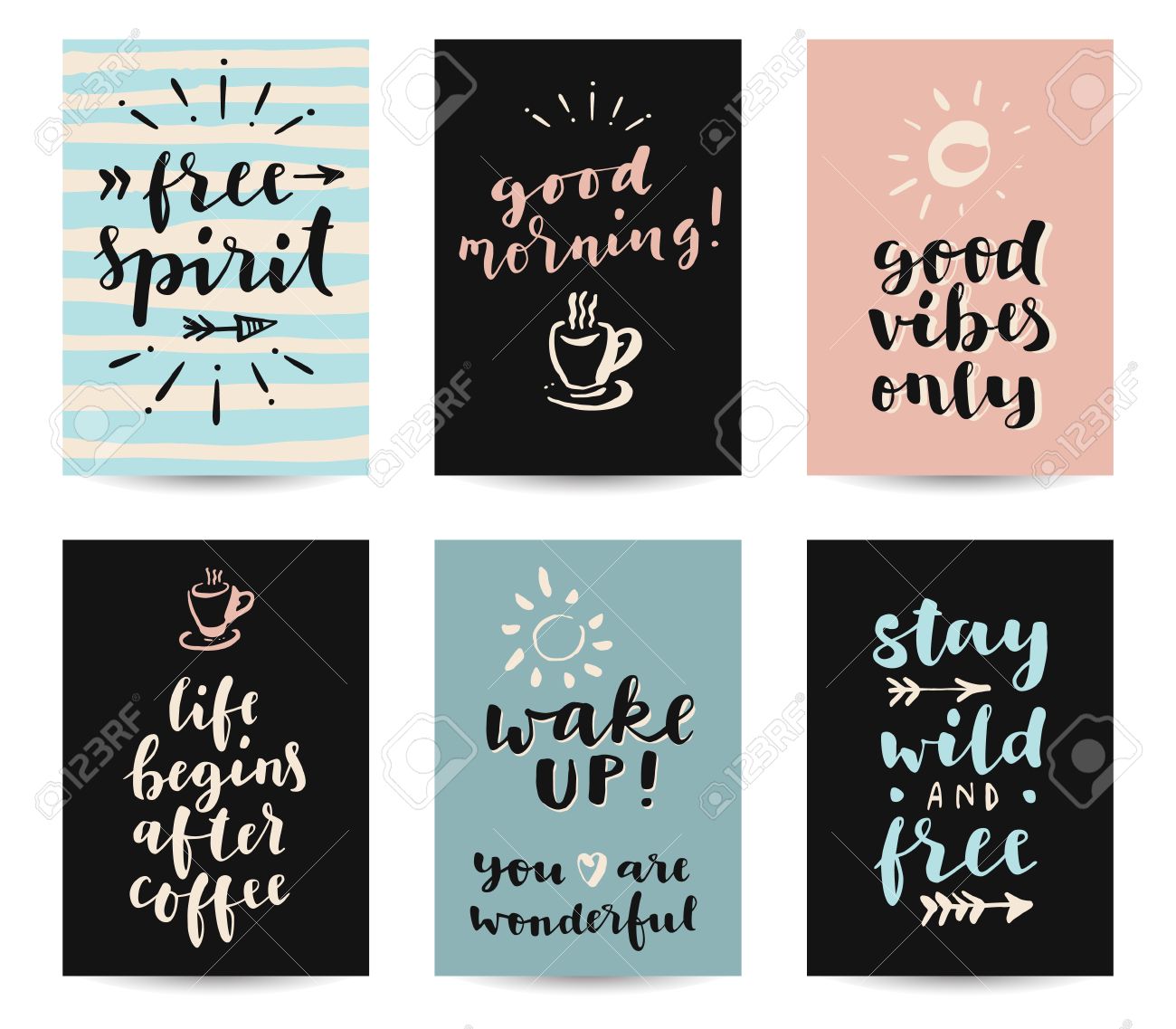 Set Of Modern Calligraphic Posters With Inspirational Quotes