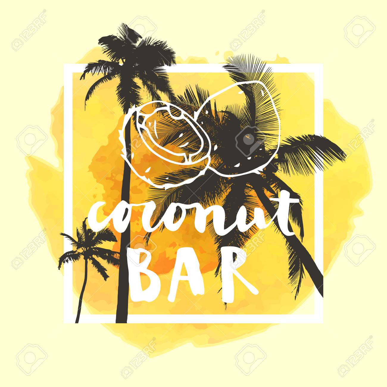 Yellow palm tree logo restaurant — 1