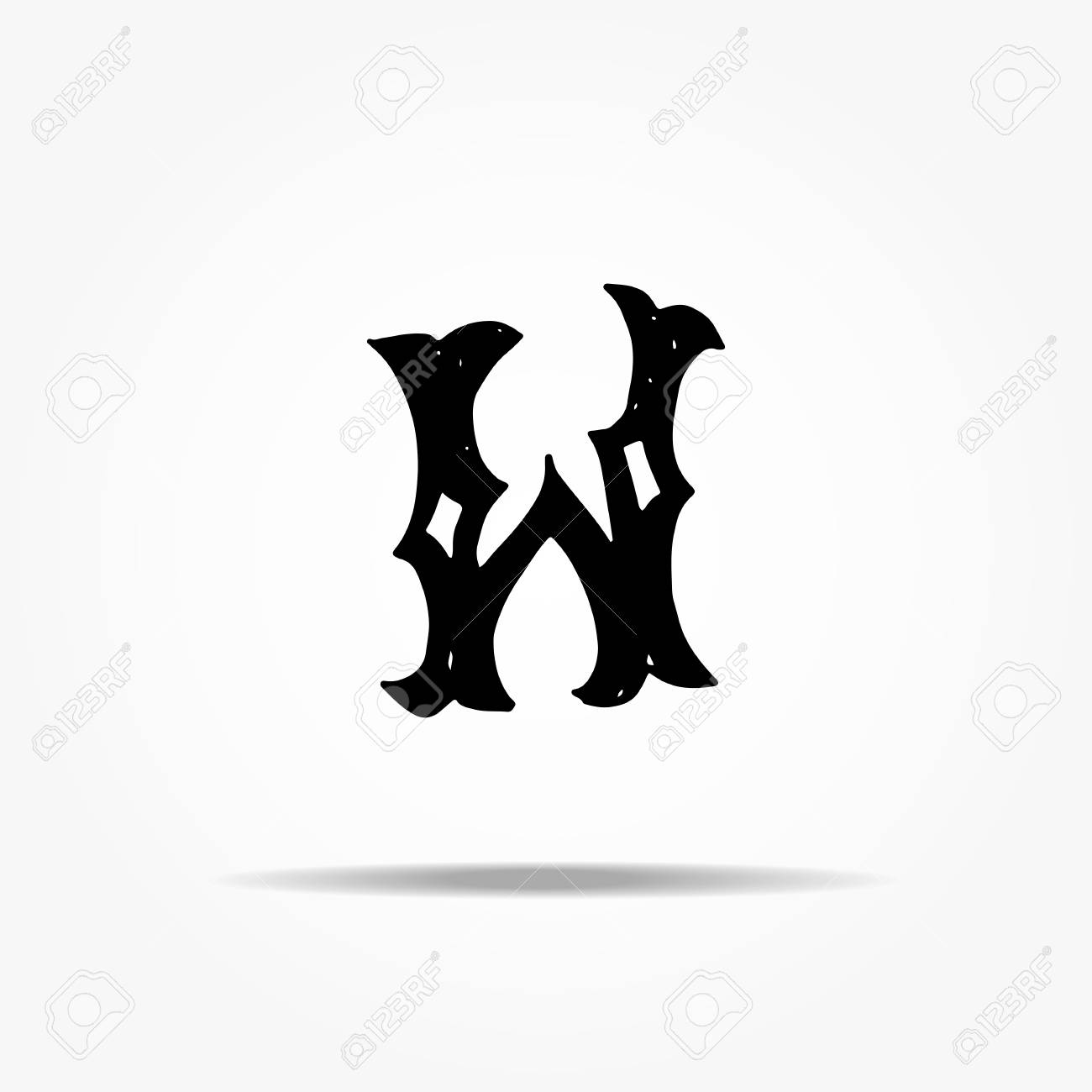 アンティーク レター W ヴィンテージ手は ゴシック フォント西部ベクトル グランジ ベクトル図をレタリングを描かれています のイラスト素材 ベクタ Image